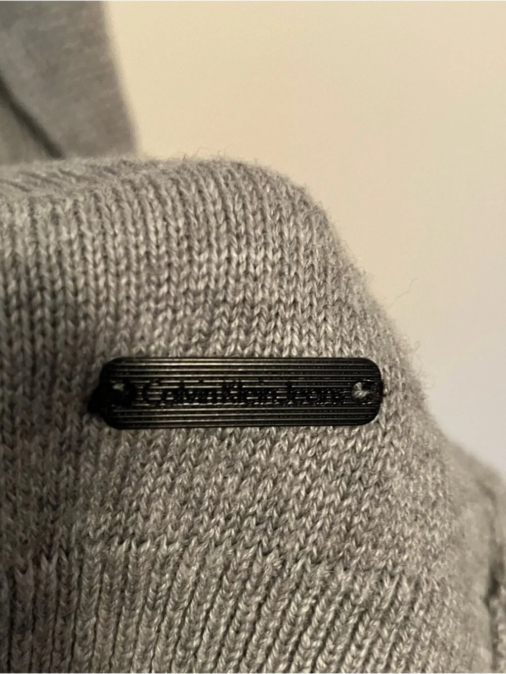 Calvin Klein Mens Waffle Weave Medium Gray Long Sleeve Crewneck Preppy Y2K